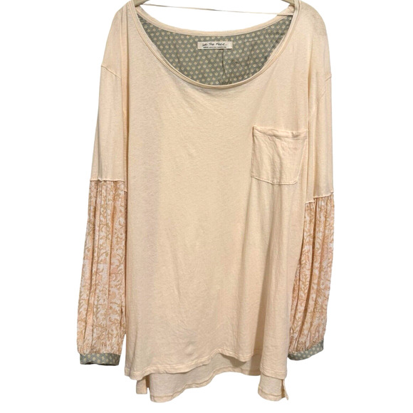 Free People We The Free Boho Long Balloon Sleeve Top Ecru Oversized M $88 - Picture 3 of 9